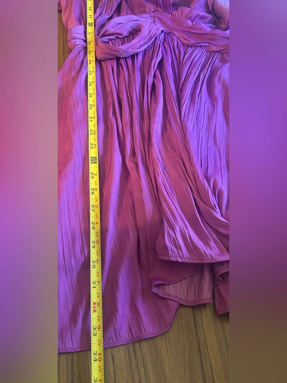 Anthropologie Deep V Neck Magenta Satin Mini Dress Size 2